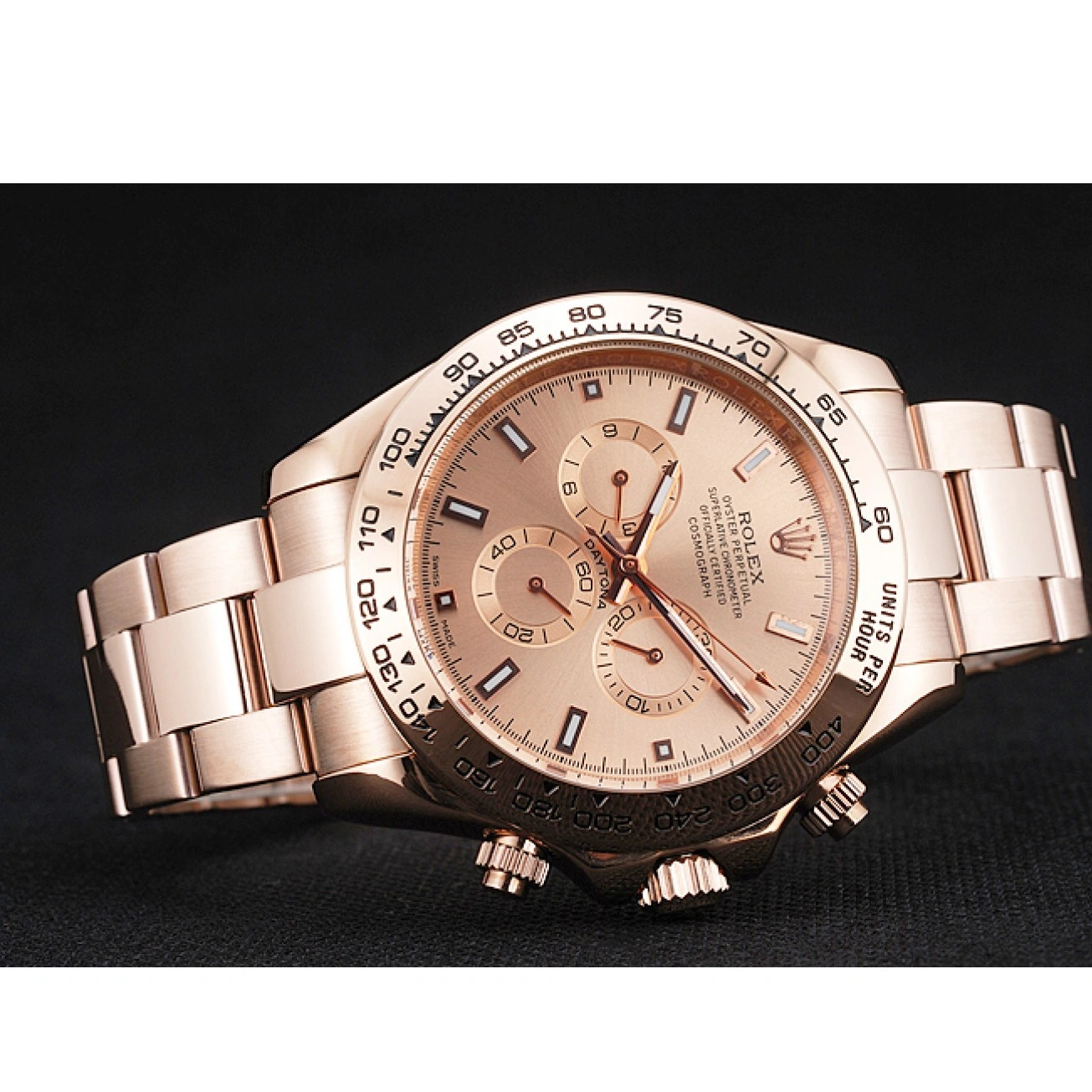 Rolex aaa copy Pink Case Daytona 1454247 Rose Cosmograph Gold Rolex Bracelet And Dial 1028